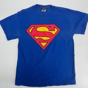 Vintage 2001 Superman Warner Bros Delta Magnum Weight Blue Graphic Tee Mens M